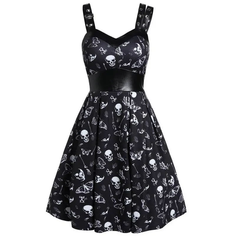 New Fashion Women Halloween Dress Sexy Skull Print Evening Party Dresses Sweetheart Collar Vintage Dress Vestidos 4s10 Dresses Aliexpress