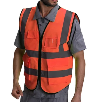 

Puimentiua 2019 Reflective Vest Application Engineering Fluorescent Vest Multi-pocket Traffic Road Safety Protective Clothing