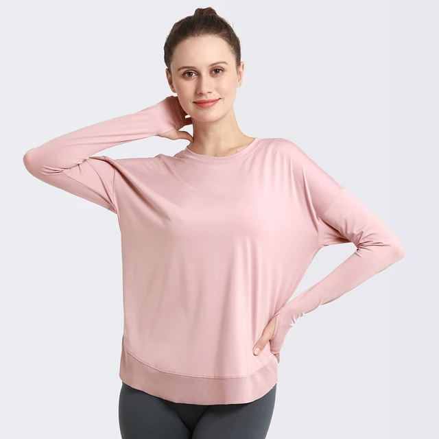 F.DYRAA-Chemise de sport à manches longues pour femme, chemisier de course,  t-shirt à