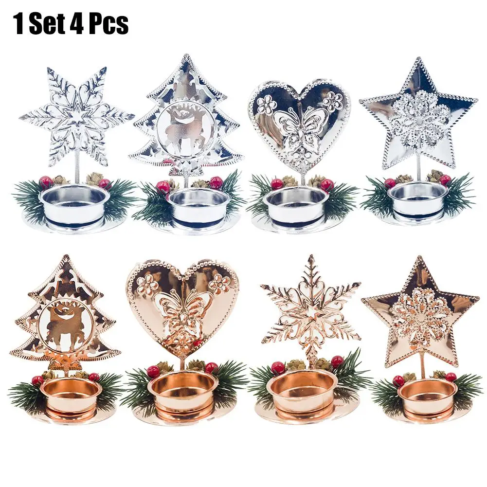 

Christmas Decoration Wrought Iron Candlesticks Silver Gold Candle Holders Creative Candlestick For Home Wedding Desktop Ornament