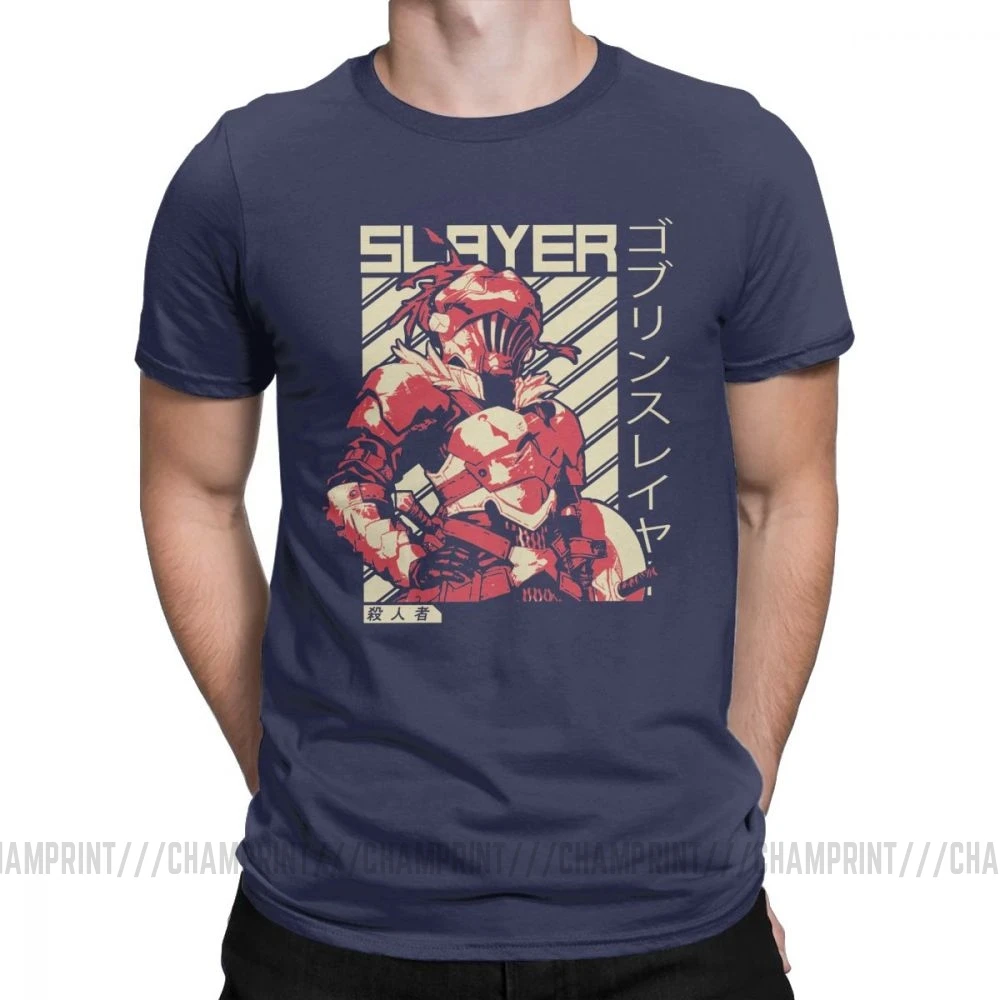 Goblin Slayer жрица футболки мужские Аниме оригинальные топы короткий рукав Повседневная графическая футболка Crewneck Чистый хлопок Футболка - Цвет: Тёмно-синий
