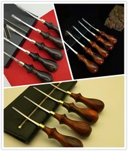  Professional Keen Edge Beveler Belt Making Leather Tool Leathercraft DIY Leather Craft Edge Skiving Beveling Tool with Wood Hand 