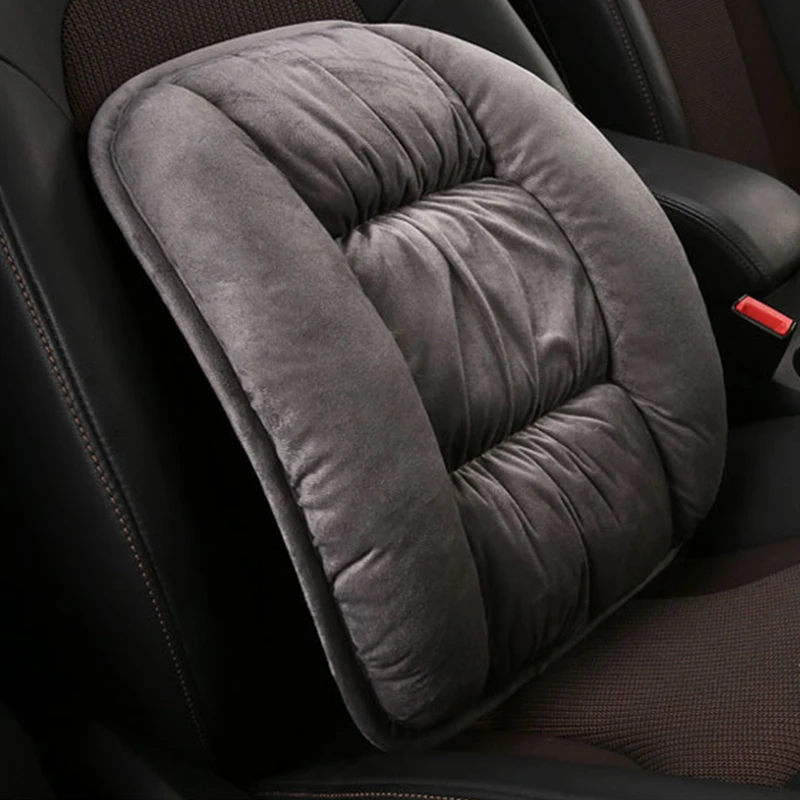 Warm Car Seat Cover Universal Winter Plush Cushion Faux Fur Material For Car Seat Protector Mat Car Interior Accessories - Название цвета: Gray Lumbar support