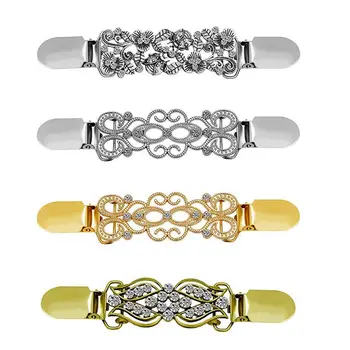 

4 Pieces Vintage Sweater Shawl Clip Dresses Cardigan Collar Clip Flower Patterns Clip For Women Girls, Style Set 3