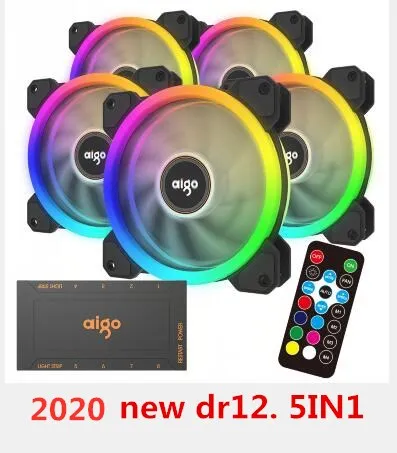 5 fanARcontroller AIGO DR12 PC Кулер чехол для компьютера светодиодный вентилятор 120 мм вентилятор охлаждения двойной halo несколько изменить режим RGB вентилятор - Цвет лезвия: 5 fanARcontroller