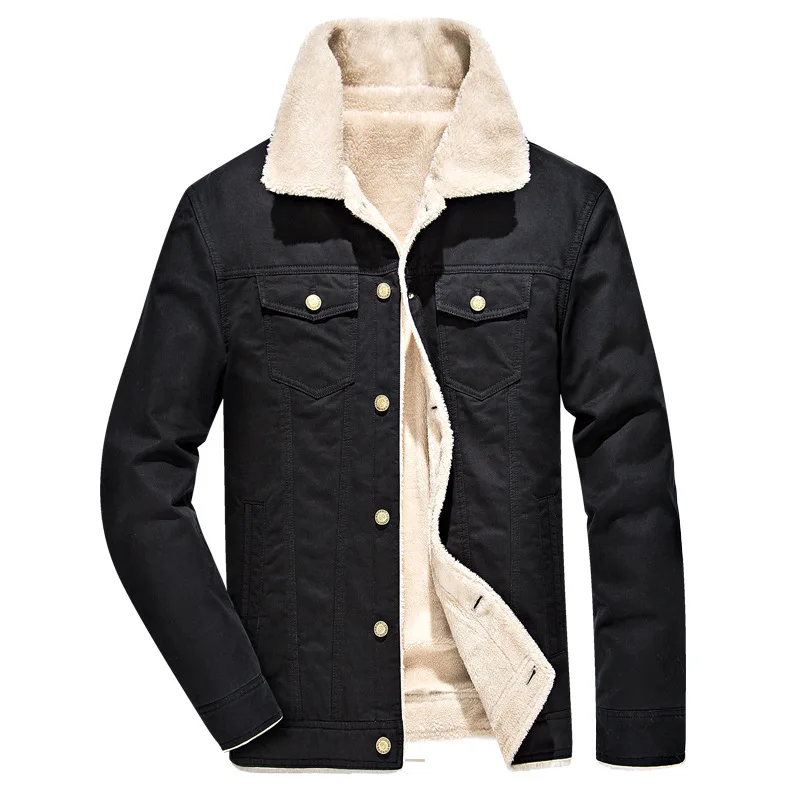 

2017 Warm Jacket Korean-style Slim Fit Berber Fleece Fold-down Collar Thick Men Warm Cotton-padded Clothes Winter Coat