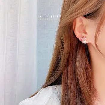 Ins Hot 14K Real Gold Fashion Popular Non Pierced Earrings Minimalist Earrings Round Full Drill Ball Design Magnet Earrings Gift