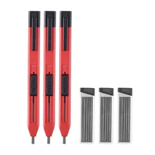 Jeu de crayons de charpentier solide avec 6/12/18 fils de recharge, affûteur intégré, outil de marquage de crayon mécanique à trou profond