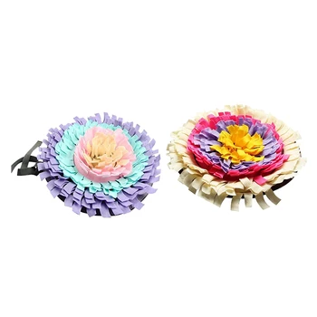 

2x Pet Feeding Mat Dog Snuffle Mat Dog Training Pad Pet Nose Work Blanket Non Slip Beige Side & Gray Bottom