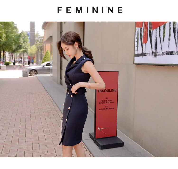 فستان قصير رسمي اسود بحزام