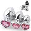 3 Size Anal Plug Heart Stainless Steel Crystal Anal Plug Removable Butt Plug Stimulator Anal Sex Toys Prostate Massager Dildo 1