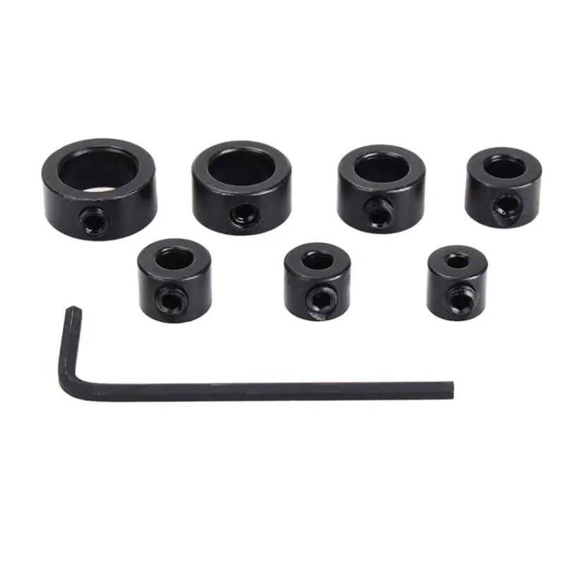 

7PCS Carbon Steel Limiter Drill Stop Ring and 1pcs Wrench 3 4 5 6 8 10 12mm Home Machinery Parts Accessories