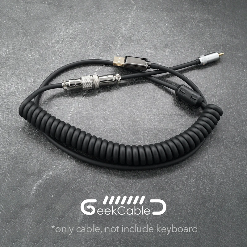 Geekcable-cabo de Dados Mecânico Personalizado Artesanal Usb Espiral Modelo de Entrada Preta Modelo Básico