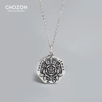 

Vintage Rose Twenty Coin Pendant Necklace S925 Sterling Silver Personalized Women's Crown Figure Collarbone Chain