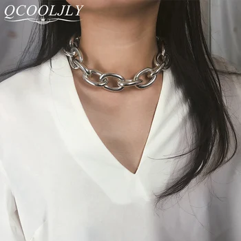 Femmes Goth bijoux Punk Rock déclaration Collier gothique Chunky chaîne Collier ras du cou Bracelet boucles d'oreilles ensemble Vintage Collier Femme