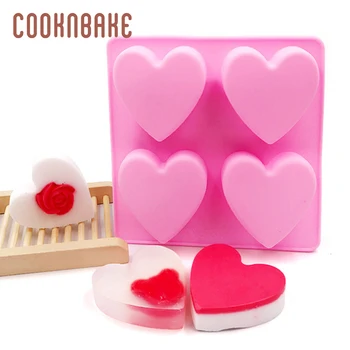 

COOKNBAKE silicone Handmade Soap Mold Heart resin 4 cavity cake pastry chocolate jello cake decorating mold DIY Valentine's Day