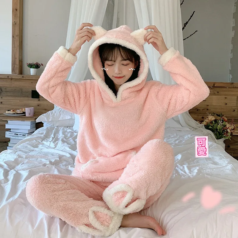 

Photo Shoot Net Price 2019 New Style Autumn And Winter Korean-style Pajamas Women's Loose-Fit Bear Ear Homewear Set