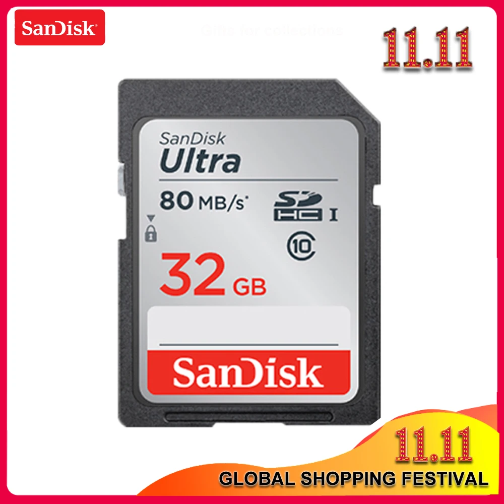 Двойной Флеш-накопитель SanDisk Ultra SD карта, 16 ГБ, 32 ГБ, 64 ГБ, 128 Гб класс 10 SDHC карта памяти SDXC карты C10 80 МБ/с. sd-карта Поддержка официальный проверки