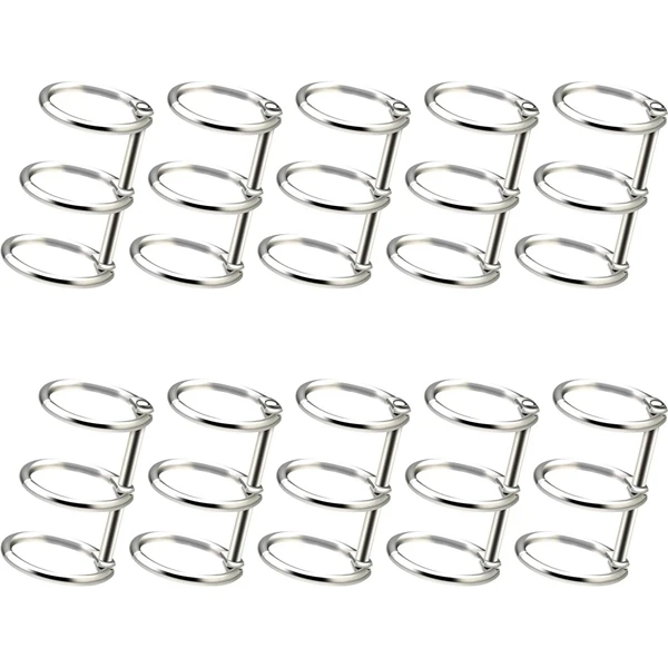 

3 Ring Metal Loose Leaf Binders Book Rings with 20 mm Inner Diameter for DIY Travel Diary, Photo Album, Binding Combs (Silver, 1