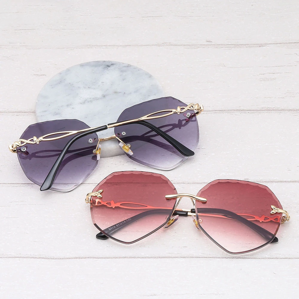 

Irregular Rimless Newest Cool Polygon Shaped Fashion Women's Ocean Sheet UV Protection Eyewear Sunglasses UV400