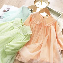 Кружевные платья для девочек, весеннее платье принцессы, милая детская одежда,, детские платья, 5 шт./партия