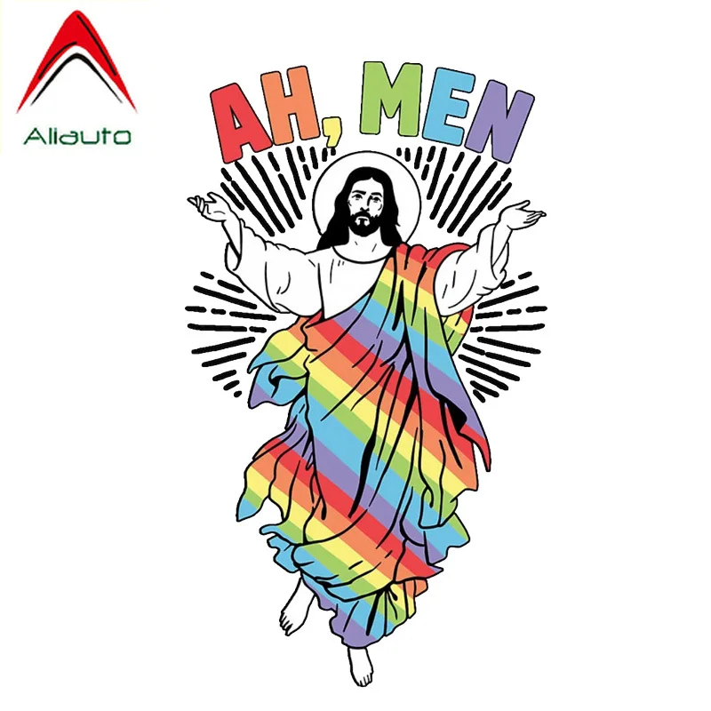 Aliauto Cartoon Motorcycle Car Sticker Funny Ah Men GAY Jesus Decoration Personality Creative Waterproof Decal PVC 15cm*8cm | Автомобили и