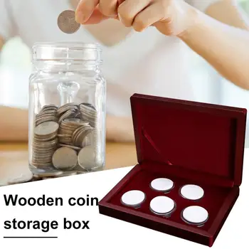 

New Wooden Coin Protector Case Coin Collection Transparent Coin Storage Box 25/27/30mm Round Coin Capsules Container Storage Box