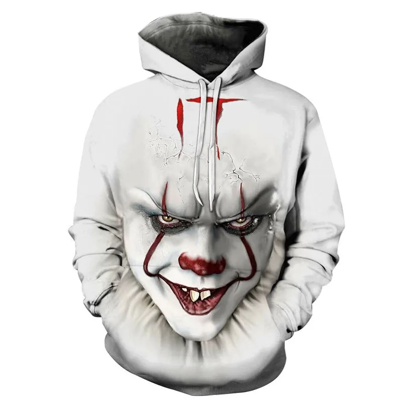 

White Clown Sweatshirt 3D Printed Sweatwear Men's Trendy Brand Couple Wear Autumn Loose Hooded Pullover Funny Sports Jacket