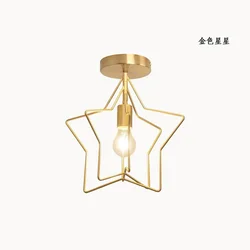 Nordic Bedroom Lamp Simple Five-pointed Star Lamp Industrial Wind Children's Lamp Creative Aisle Iron Star Ceiling Lamp