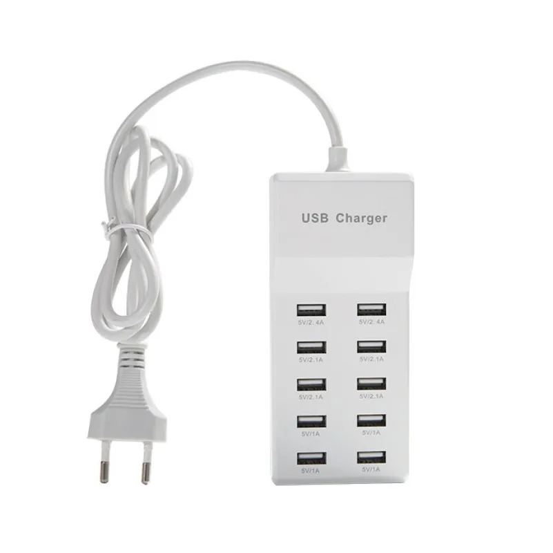 

10 USB Charger Station Splitter 60W Mobile Phone Charger HUB Smart IC Charge Universal for iPhone Samsung Mp3 Tablet Etc