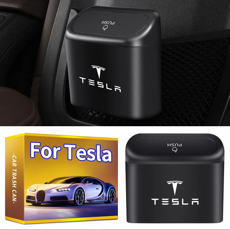 Портативный подвесной автомобильный мусорный бак с крышкой для Tesla model 3 X Y style MODEL S