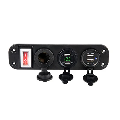 Зеленый Предварительно смонтированный Dual USB Зарядное устройство Водонепроницаемый переключатель 4.2A светодиодный вольтметр гнездо для автомобильного прикуривателя для автомобиля RV грузовой автомобиль - Название цвета: Зеленый