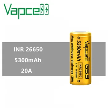 

1pcs Original VapCell battery INR 26650 battery 5300mah 20A G53 19.08Wh 3.7V rechargeable 26650 lithium batteries for flashlight