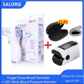 

Medical Fingertip Pulse Oximeter with Case Non-Contact Infrared Thermometer Digital Laser Temperature Tool for Adults Children