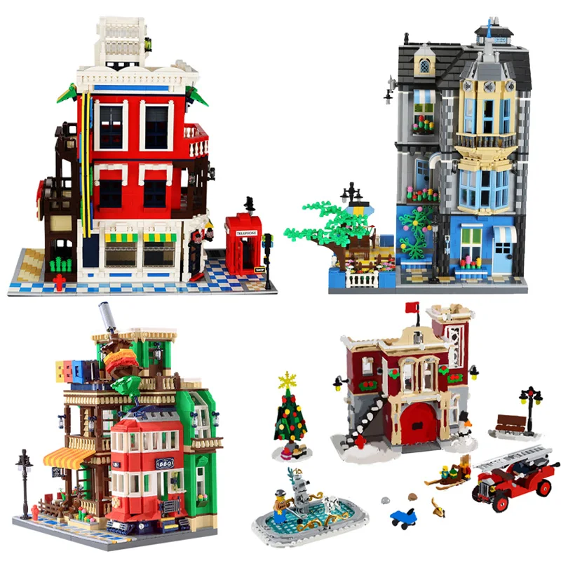 

Creator Expert Legoing City Architecture Store Coffee Shop Street View Building Blocks Toys Legoings Buildings For Children Gift