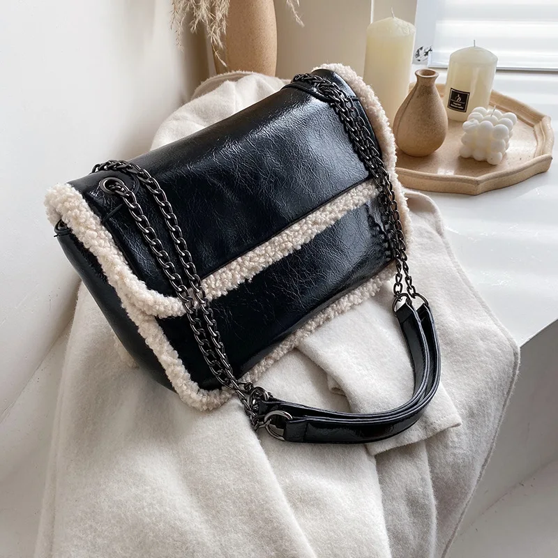 

Women Brand Originality Design Bag women's bag 2019 new lamb Mao Mao bag large shoulder bag chain Messenger bag