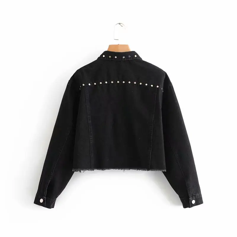 

Autumn New Style Europe And America WOMEN'S Dress-Style Industrial Rivet Decoration Washing Cowboy Jacket 2627