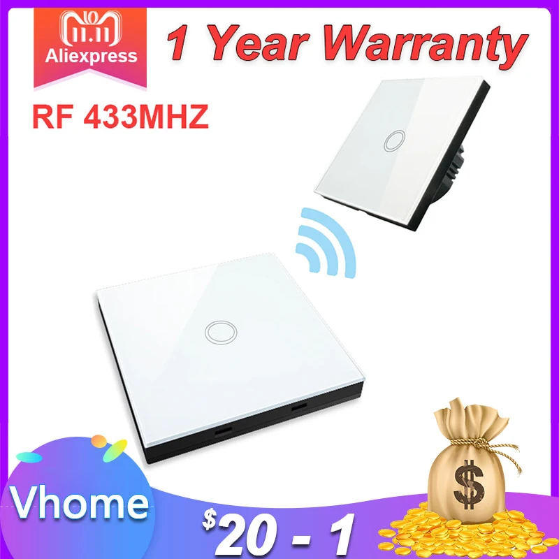  Vhome EU standard touch switches & wireless remote controlRF433Mhz Smart wall lamp bulb remote cont - 32954795951