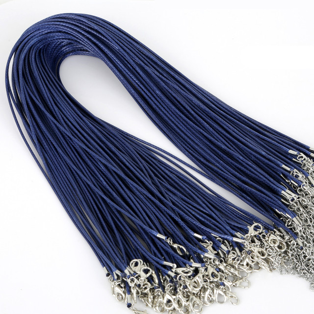 1.5/2mm Cotton Waxed Cord Adjustable Braided Rope String Necklace Chain with Lobster Clasp DIY Jewelry Making Handmade