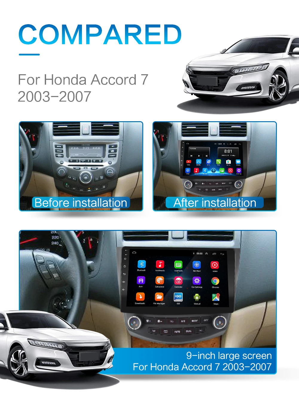 2G+ 32 2.5D 10,1 Android 8,1 2Din GO Автомобильный мультимедийный dvd-плеер gps для Honda Accord 7 2003 2004 2005 2006 2007 navigatio Wi-Fi, BT