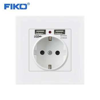 

FIKO wall electronic socket eu standard power outlet with dual home usb plug charger power socket with usb 86mm*86mm