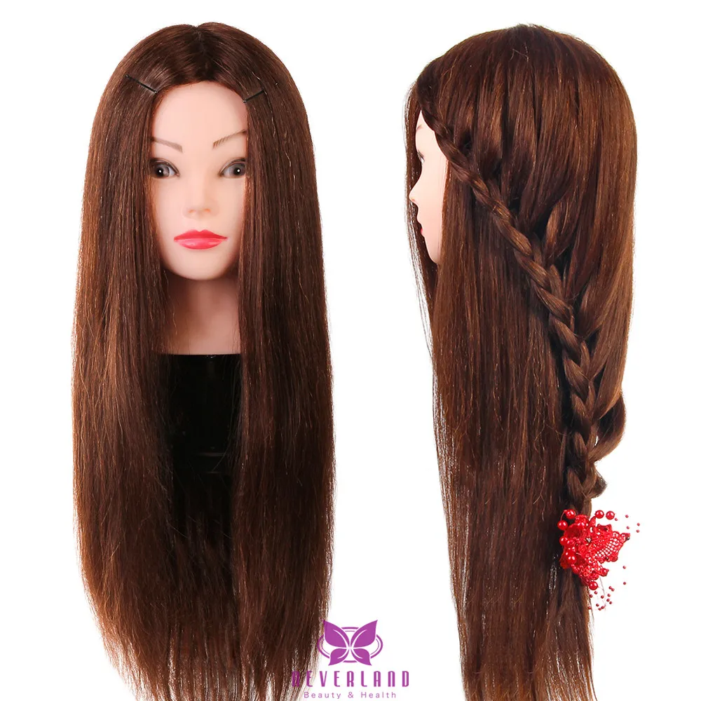 24'' Hairstyles Doll Hairdressing Mannequin Head 60% Real Hair Salon Design Braiding Model Manikin Training + Clamp Hairs | Дом и сад