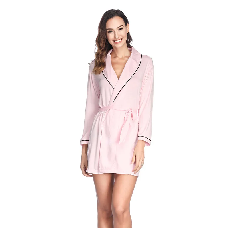 

Exquisite edge Pajama dressing gown women's nine sleeve belt household clothing temperament