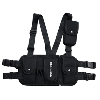 

JHD-Men Chest Rig Bag Women Waist Pack Hip Hop Shoulder Crossbody Man West Vest Chest Black Streetwear Bags