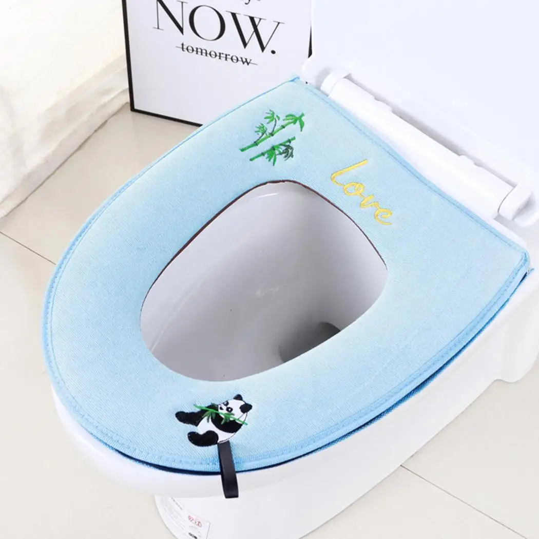 light blue Домашняя мода мультфильм животных утолщаются молнии теплый зимний Туалет Ванная комната коврик - Цвет: light blue