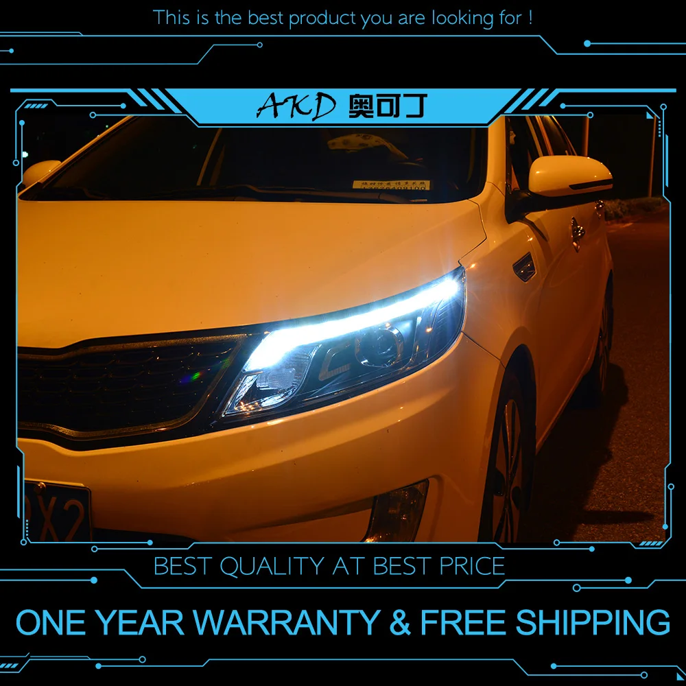 AKD тюнинг автомобильных фар для KIA K2 RIO 2011-2014 светодиодные фары DRL ходовые огни Bi-Xenon