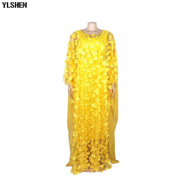 African Dresses for Women 2019 New Style African Clothes Bazin Fashion Lace Floral Boubou Robe Africain Dashiki Party Long Dress 01