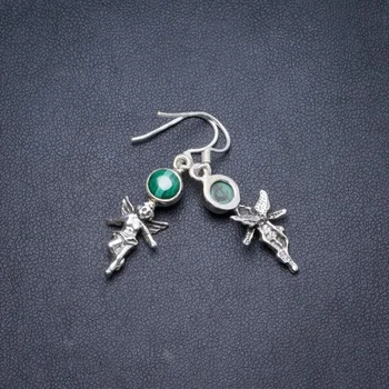 

Natural Malachite Handmade Unique 925 Sterling Silver Earrings 1.5" Y2410