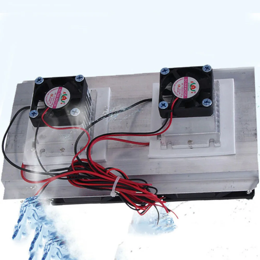 

12V Dual Cooling Fan DIY Semiconductor Replace Parts Black-Rimmed Peltier Silent