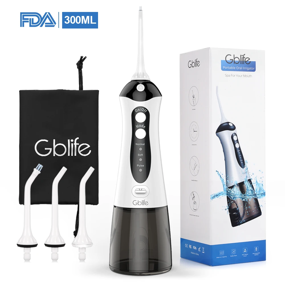 Goedkoop GBlife FC159 Monddouche USB Oplaadbare Water Bleken Draagbare Tandheelkundige Waterstraal 300ML Water Tank Waterdicht Tanden Schoner